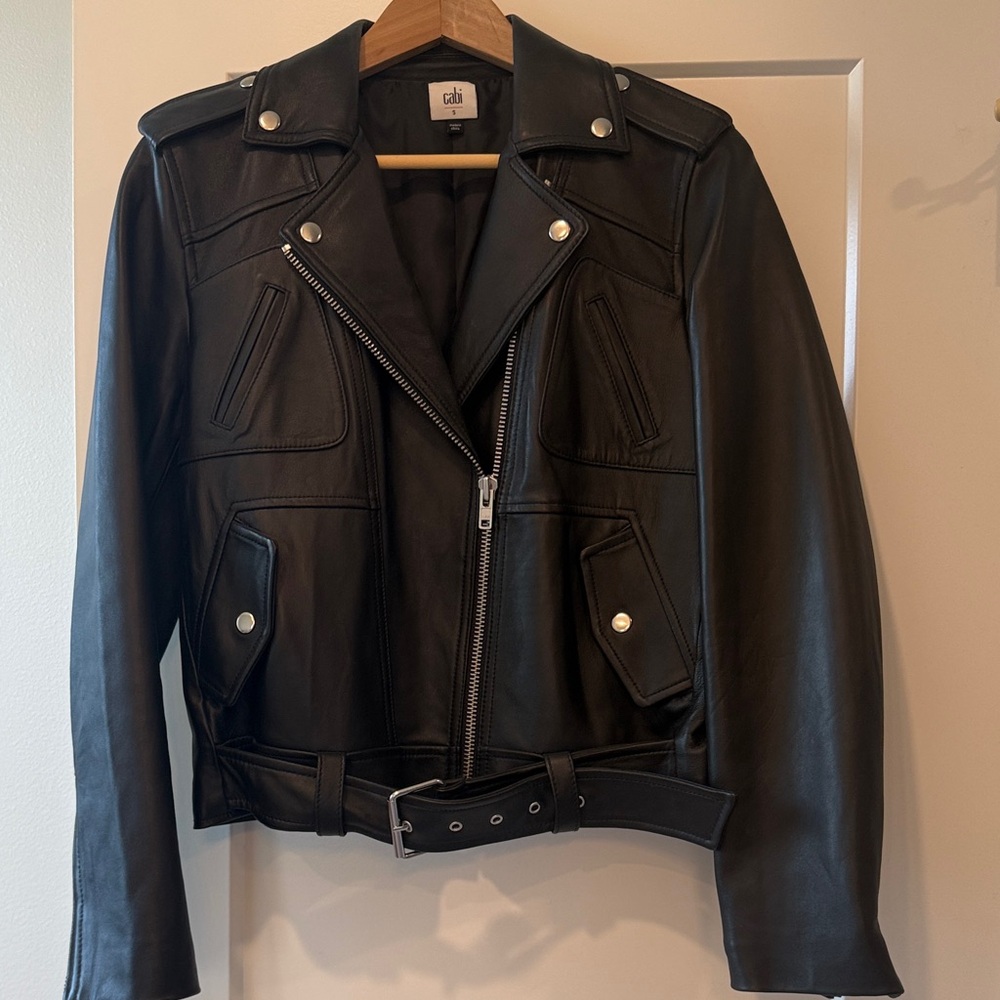 CAbi Black Moto Jacket with Silver Details